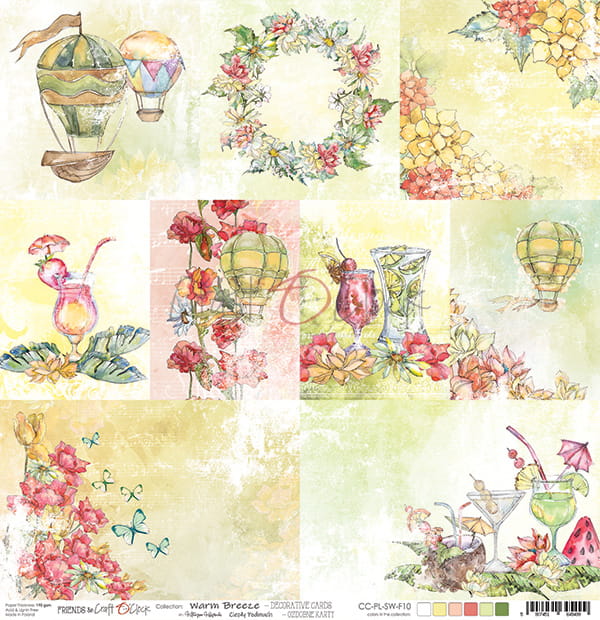CC-PL-WB-F12 WARM BREEZE - A SHEET WITH DECORATIVE CARDS