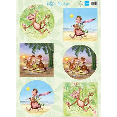 HK1710 Arkusz A4 -Marianne Design - Hetty's monkeys -małpki