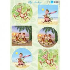 HK1710 Arkusz A4 -Marianne Design - Hetty's monkeys -małpki