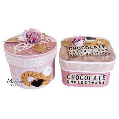 LR0672 Metal Die Marianne Design -round box & flower