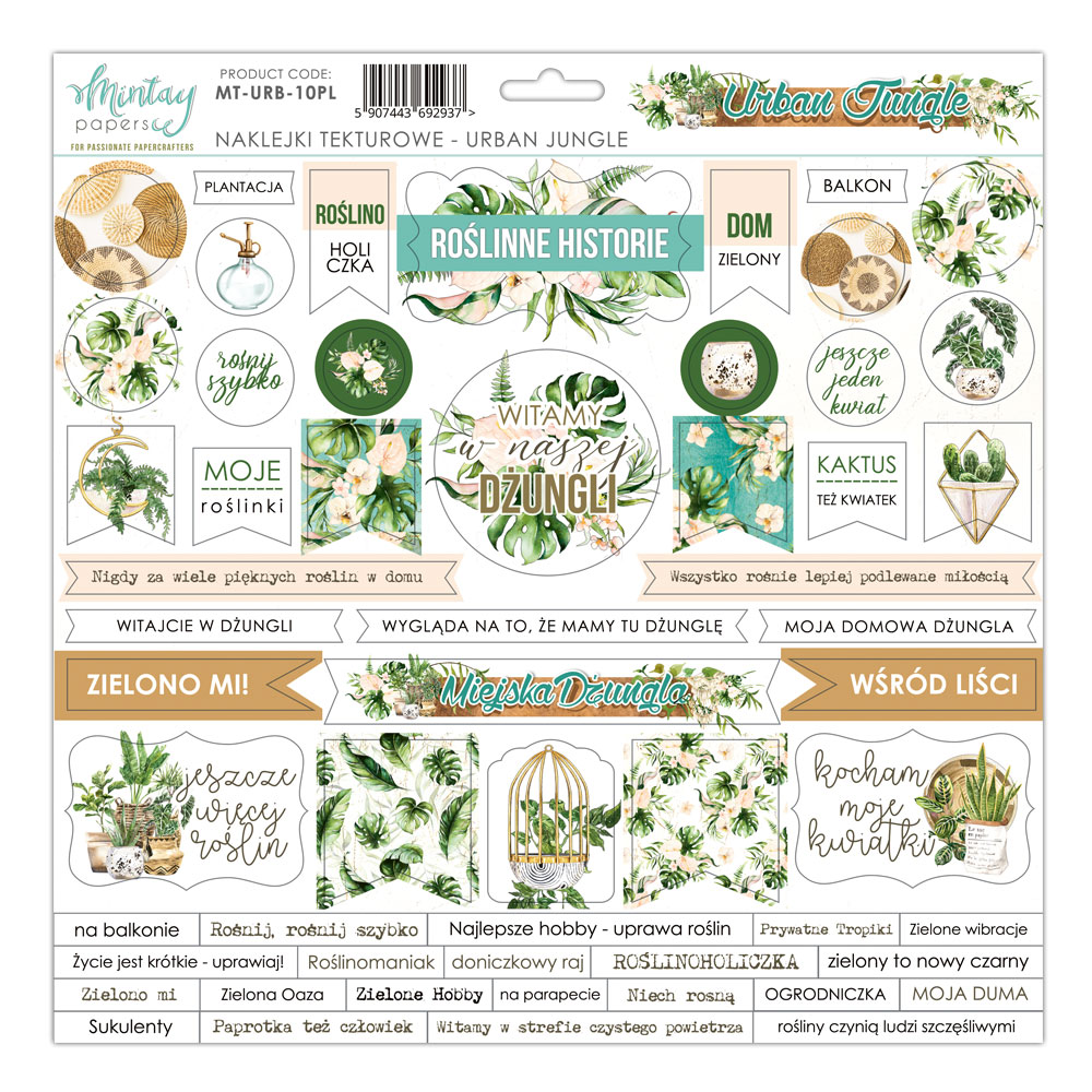 MT-URB-10PL URBAN JUNGLE-30.5x30.5cm cardboard stickers