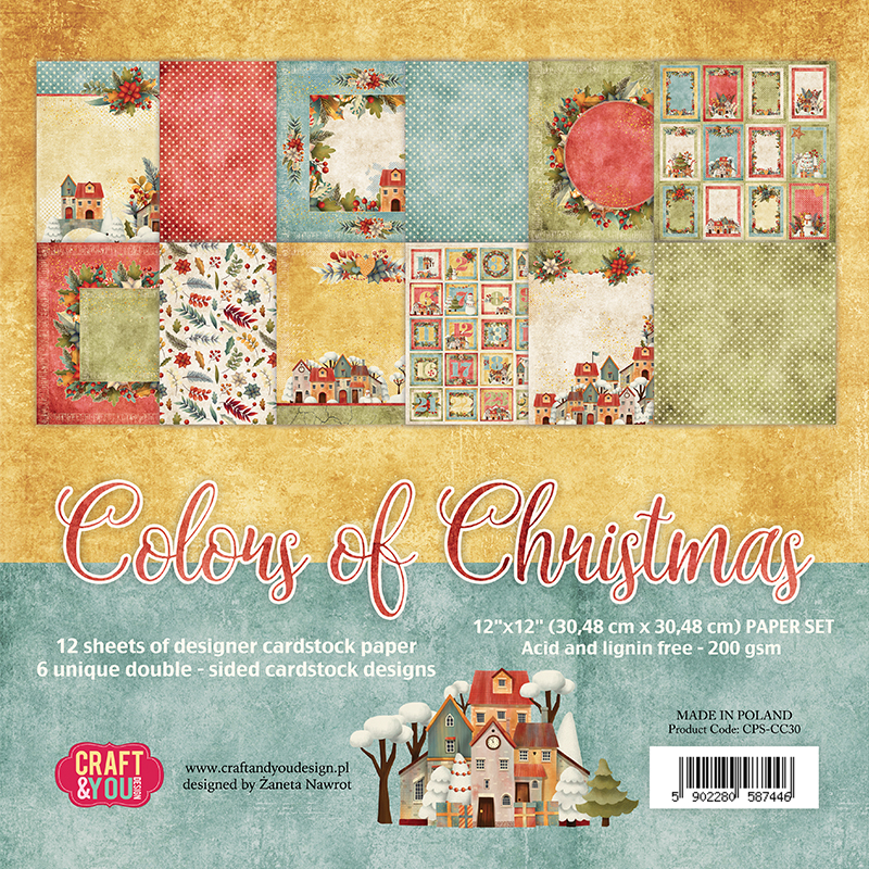 CPS-CC30 Paper set 30.5x30.5cm-Craft&You Design-COLORS of CHRISTMAS