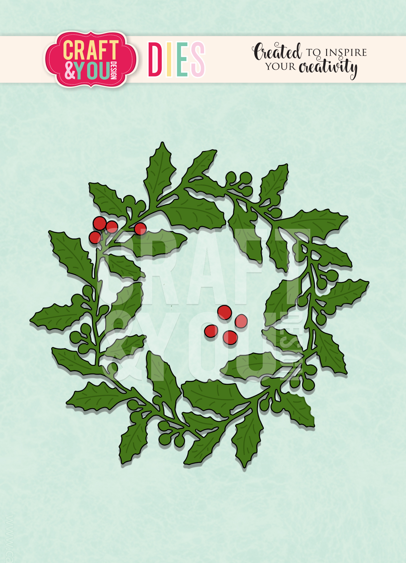 CW090 WYKROJNIK-Holly wreath-Craft&You Design