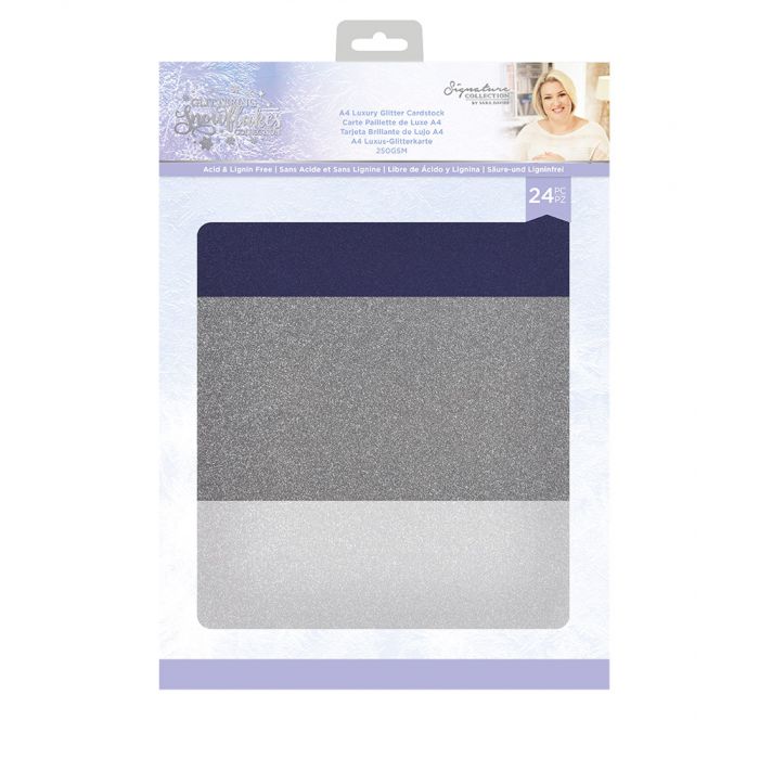 S-GS-GLITTER Glittering Snowflakes - A4 Glitter Card Pack