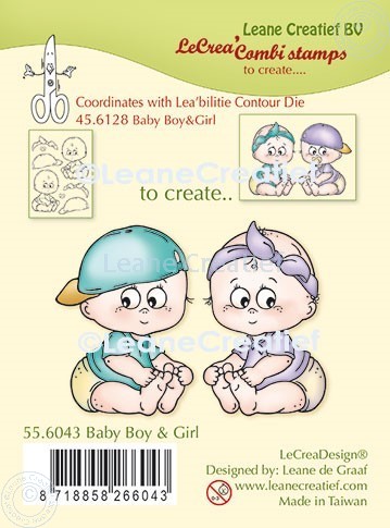 55.6043 Leane Creatief Acrylic Stamp - Baby Boy and Girl