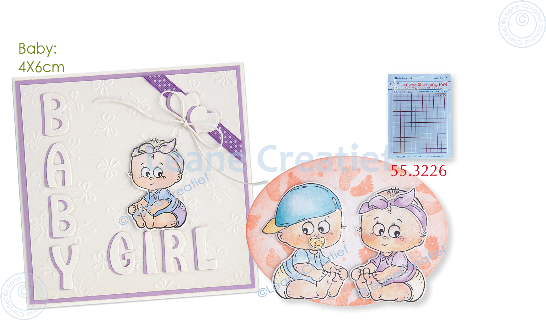 55.6043 Leane Creatief Acrylic Stamp - Baby Boy and Girl