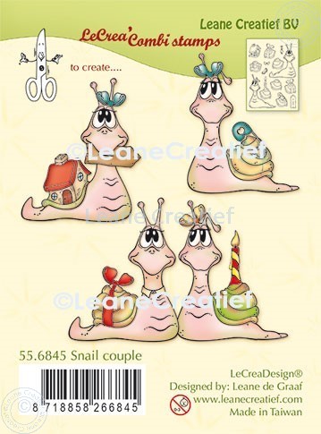 55.6845 Leane Creatief Acrylic Stamp - Snail couple