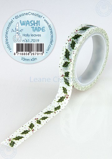 61.7019 Washi tape Holly leaves 10mm x 5m