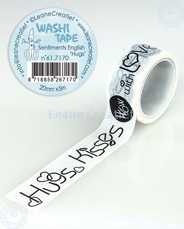 61.7170 Washi tape Sentiments English "Hugs" 20mm x 5m