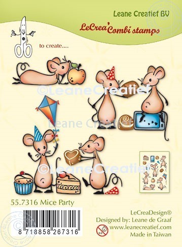 55.7316 Leane Creatief Acrylic Stamp - Mice party