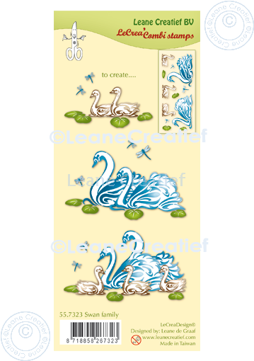 55.7323 Leane Creatief Acrylic Stamp - Swan family