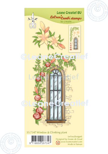 55.7347 Leane Creatief Acrylic Stamp - Window with climbing plant