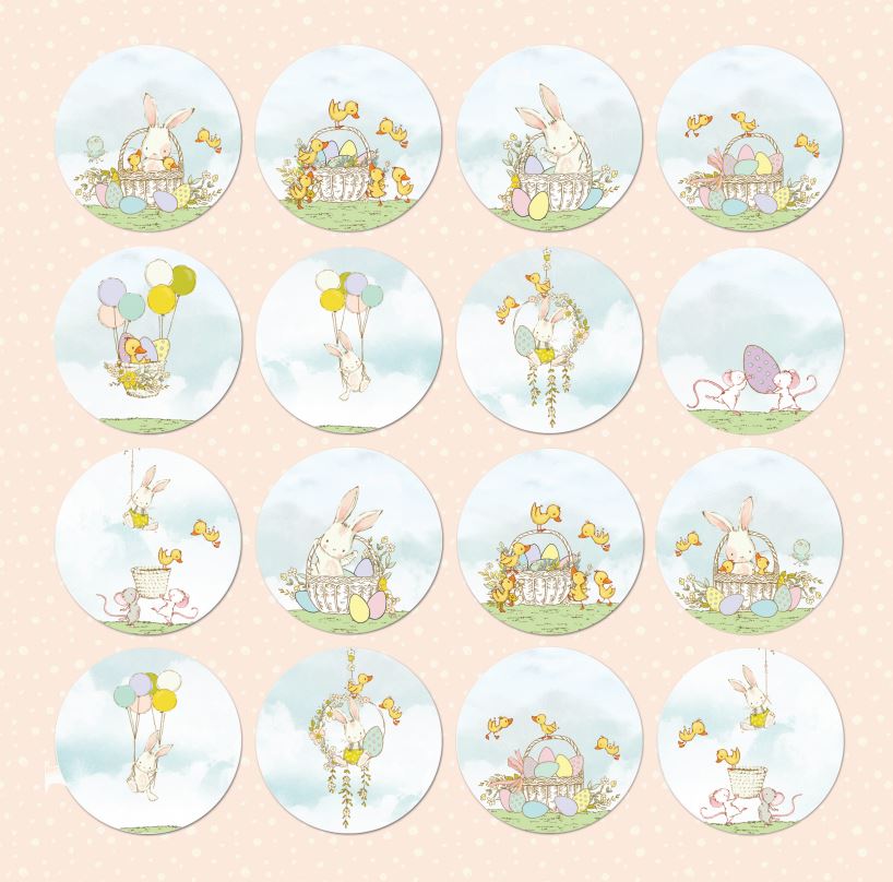 CP-HBU08 One-sided paper-elements-Craft & You Design 30.5x30.5 HOPPING BUNNIES 08