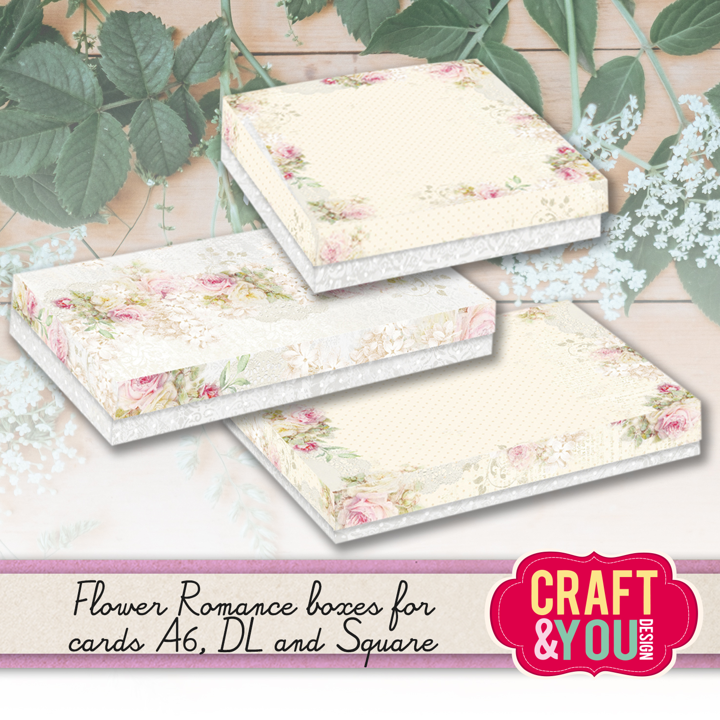 CP-BOX-A6-FR box for A6 card Craft&You Design FLOWER ROMANCE