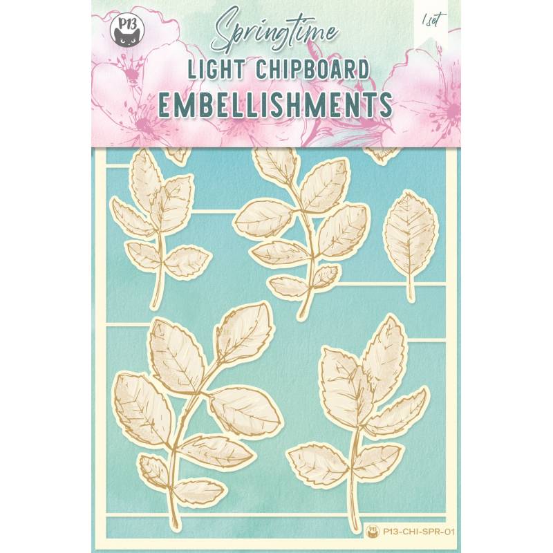 P13-CHI-SPR-01 Light chipboard embelishments Springtime 01 - 8psc