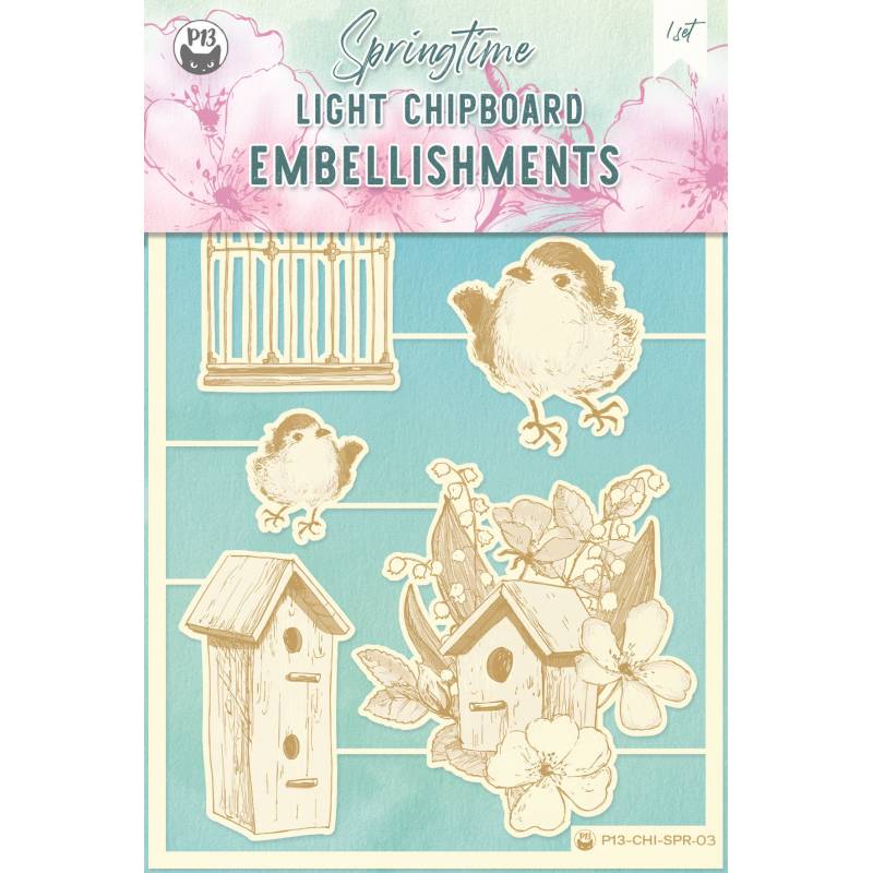 P13-CHI-SPR-03 Light chipboard embelishments Springtime 03 - 6psc