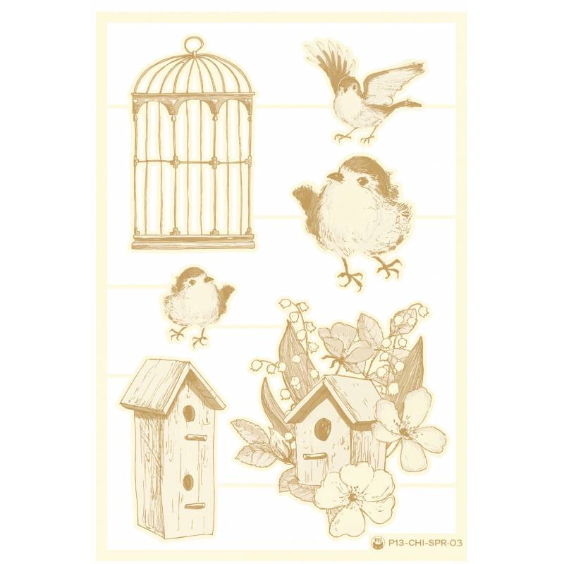 P13-CHI-SPR-03 Light chipboard embelishments Springtime 03 - 6psc
