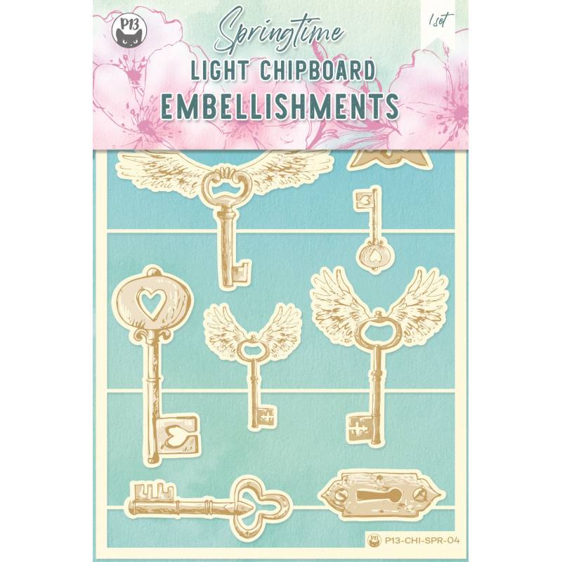 P13-CHI-SPR-04 Light chipboard embelishments Springtime 04 - 9psc