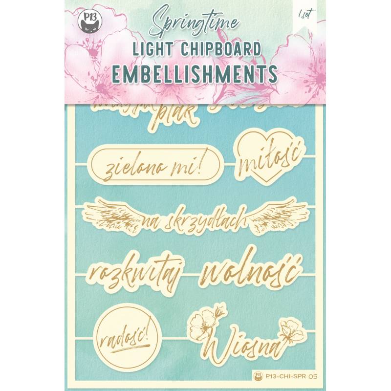 P13-CHI-SPR-05 Light chipboard embelishments Springtime 05 - 11psc