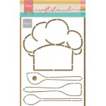 PS8086 Mask Marianne Design - Craft stencil - A5- CHEFS HAT & UTENSILS