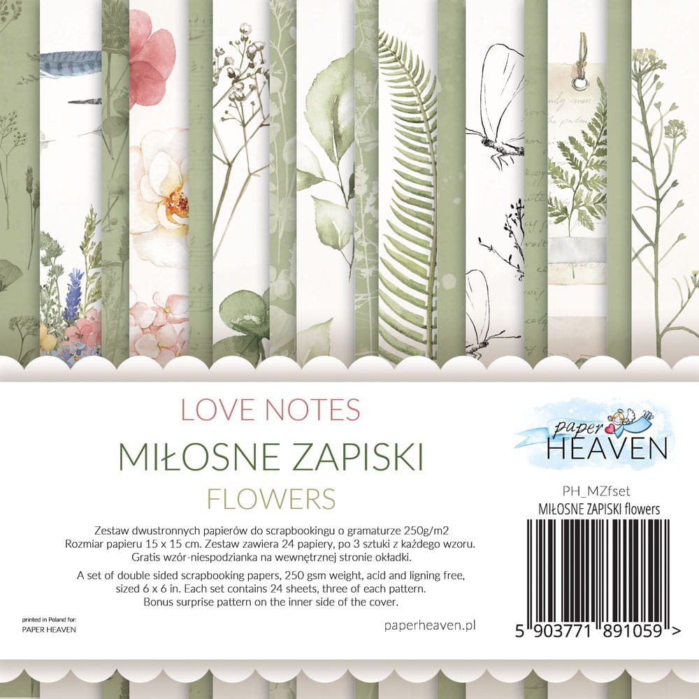 PH-MZ15FL LOVE NOTES - FLOWERS - 15 x 15 cm