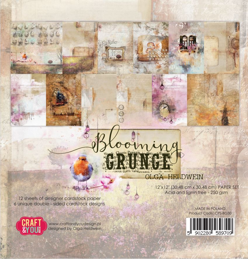 CPS-BG30 Paper set 30.5x30.5cm-Craft&You Design-BLOOMING GRUNGE