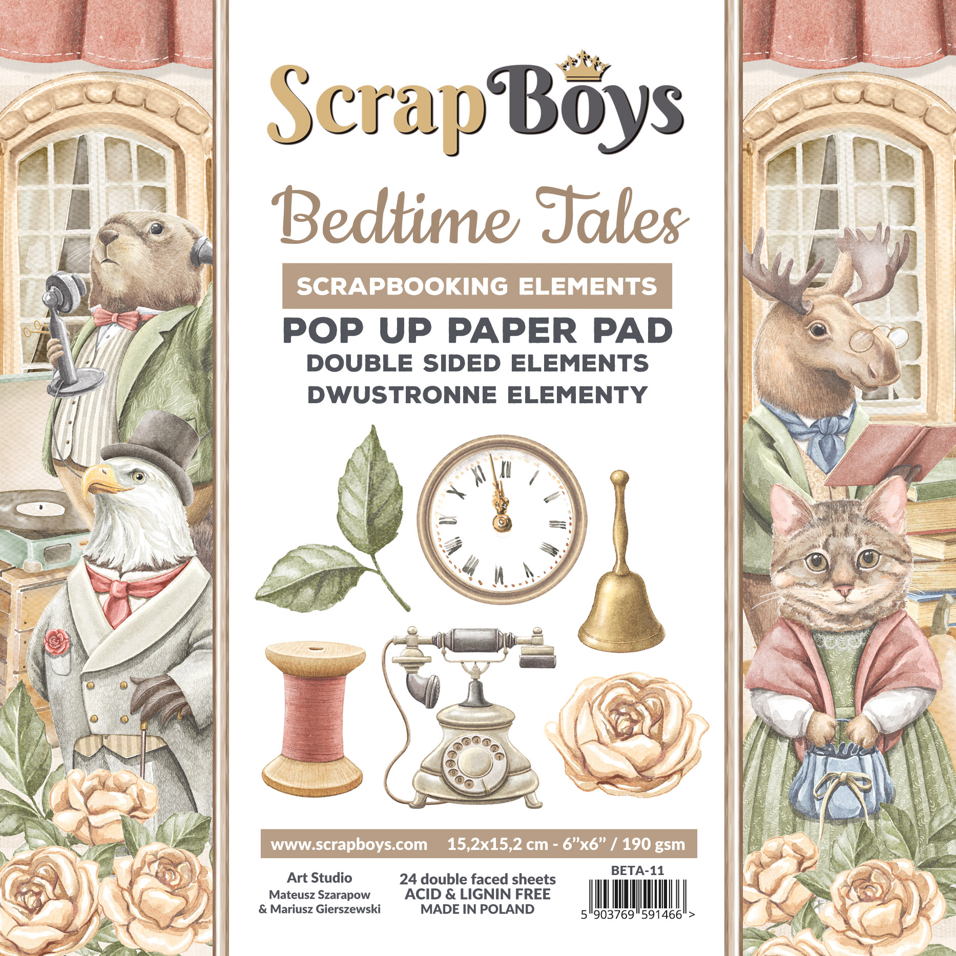 BETA-11 Pop Up Paper pad 15,2x15,2 cm Scrap Boys - BEDTIME TALES