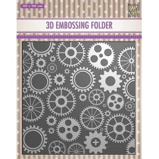 EF3D032 3D Embossing folder - 150x150mm "Cogwheels"