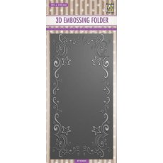 EF3D035 3D Embossing folder - 105x210mm "Slimline - Curls-stars Frame"