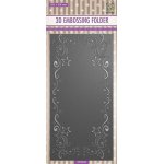 EF3D035 3D Embossing folder - 105x210mm "Slimline - Curls-stars Frame"