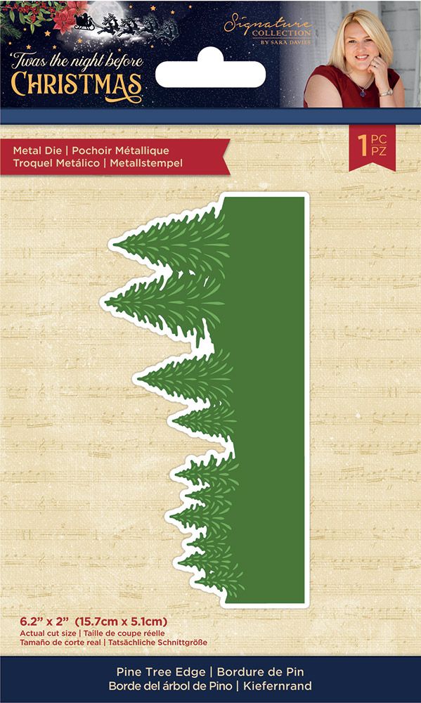 S-TNBC-MD-PTEDG Sara Signature Twas the Night Before Christmas - Metal Die - Pine Tree Edge