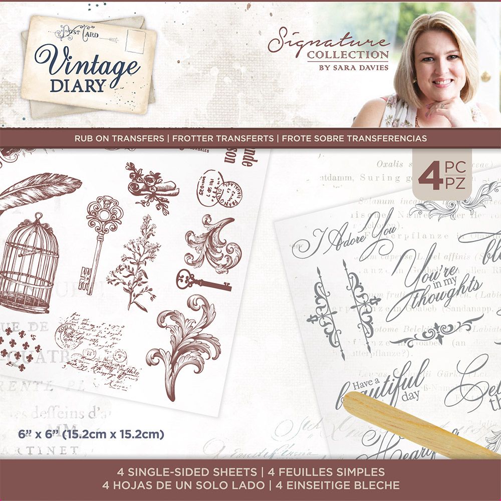 S-VD-RUB Vintage Diary - 6"x6" Rub On Transfers