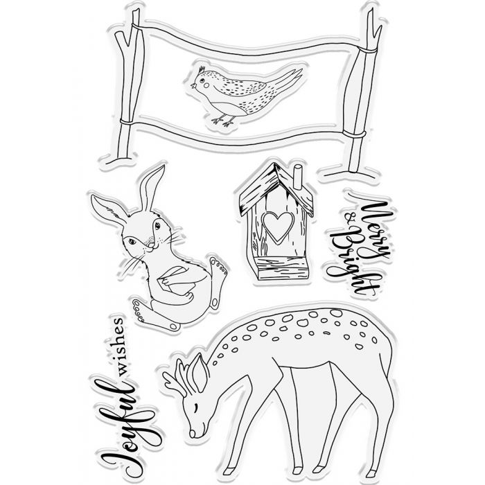 S-WC-ST-JOYFW Sara Signature Watercolour Christmas Acrylic Stamp Set - Joyful Wishes