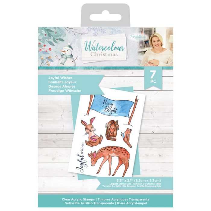 S-WC-ST-JOYFW Sara Signature Watercolour Christmas Acrylic Stamp Set - Joyful Wishes