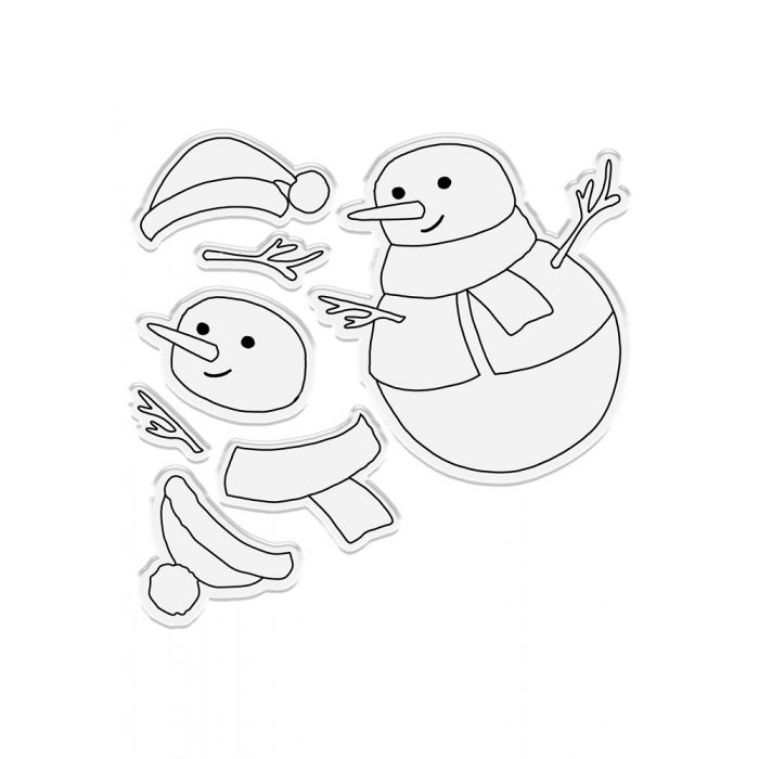 S-WC-STD-BUAS Sara Signature Watercolour Christmas Stamp & Die Set - Build-A-Snowman
