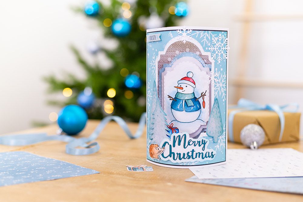 S-WC-STD-BUAS Sara Signature Watercolour Christmas Stamp & Die Set - Build-A-Snowman