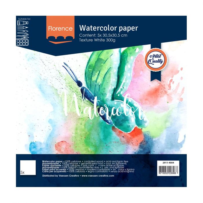 2911-4004 Florence Watercolor paper texture Intense White - 30,5x30,5cm