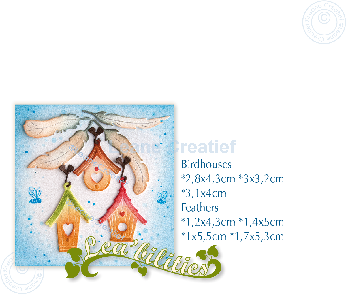 45.7804 Metal Die Leane Creatief -Birdhouses & Feathers cut and embossing die