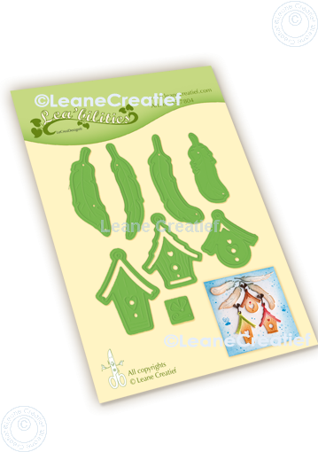 45.7804 Metal Die Leane Creatief -Birdhouses & Feathers cut and embossing die