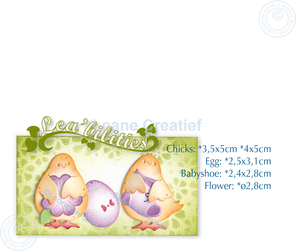 45.7811 Metal Die Leane Creatief -Birthday-Baby-Easter chicks cut and embossing die