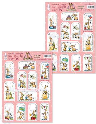 50.7965 A4 one side paper -Decoration sheets Tags Little Bunnies, It's a party