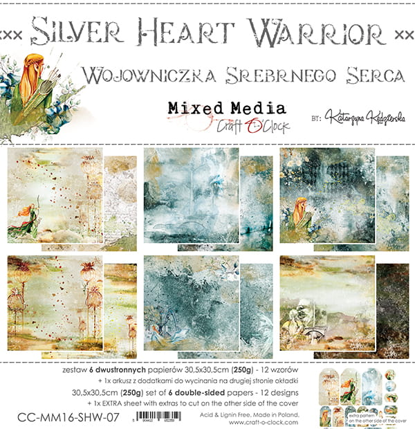 CC-MM16-SHW-07 - SILVER HEART WARRIOR - A SET OF PAPERS 30,5x30,5cm