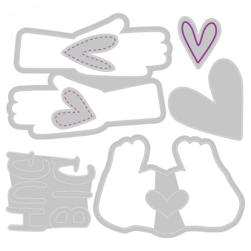 665831 Sizzix Framelits Die Set 7PK w/3PK Stamps - Big Hugs