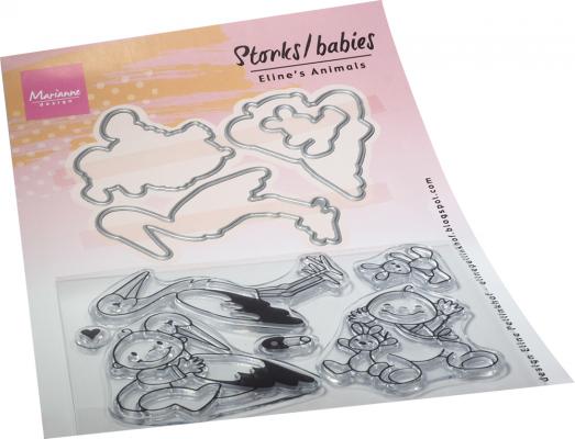 EC0195 Eline's Storks and Babies- STAMP & DIE SET