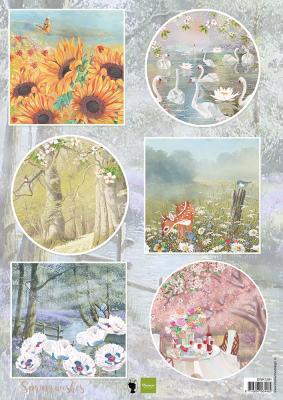 EWK1291 A4 one side paper -Marianne Design - SPRING WISHES - SWANS