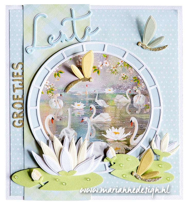 EWK1291 A4 one side paper -Marianne Design - SPRING WISHES - SWANS