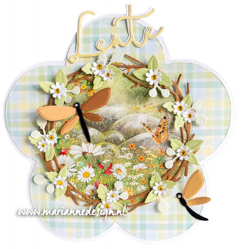 EWK1290 A4 one side paper -Marianne Design - SPRING WISHES - BUTTERFLIES