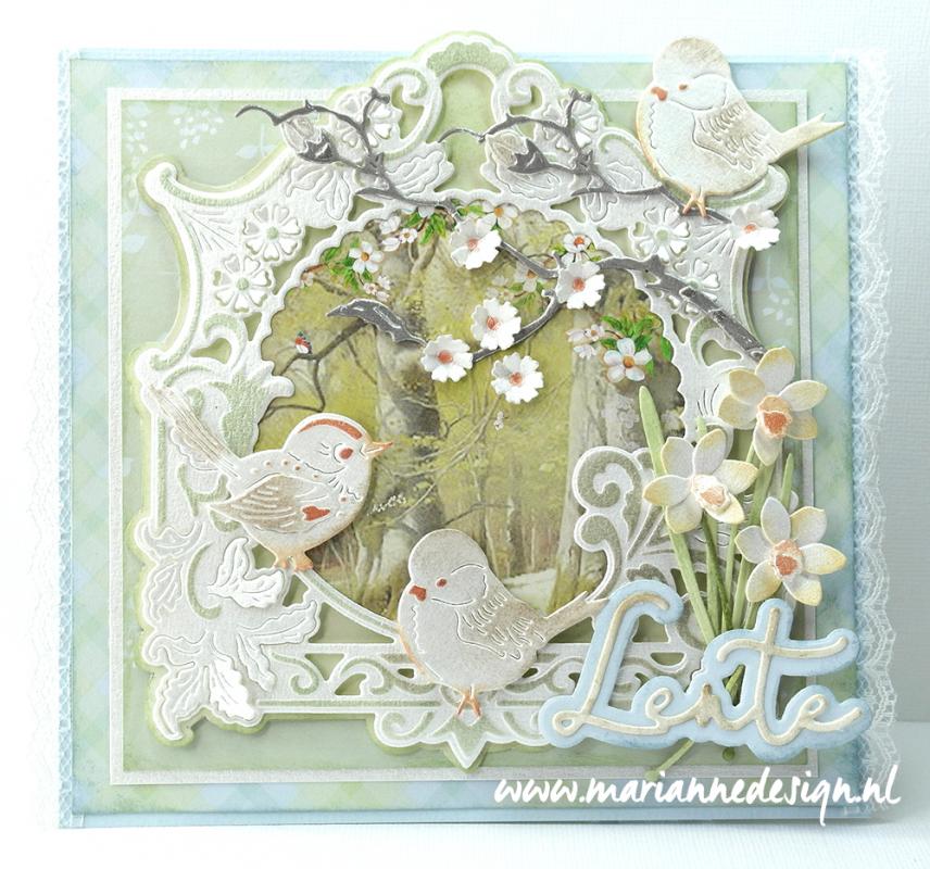 EWK1291 A4 one side paper -Marianne Design - SPRING WISHES - SWANS