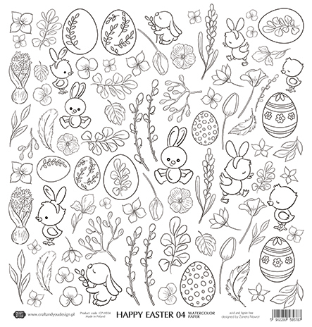 CP-HE04 Watercolor paper-Craft & You Design 30.5x30.5 Happy Easter 04