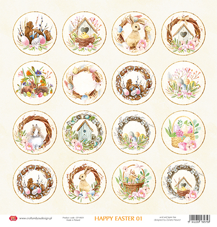 CP-HE01 One-sided paper-elements-Craft & You Design 30.5x30.5 Happy Easter 01